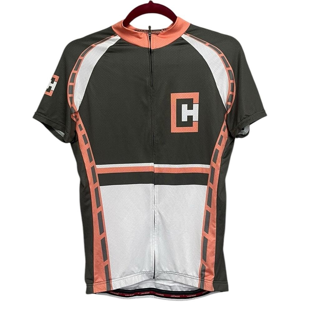 JAKROO Olive, Salmon & White‎ Cycling Jersey Pockets Women’s Size XLarge